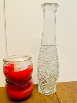 Clear Glass Bud Vase with Diamond Cut Pattern
