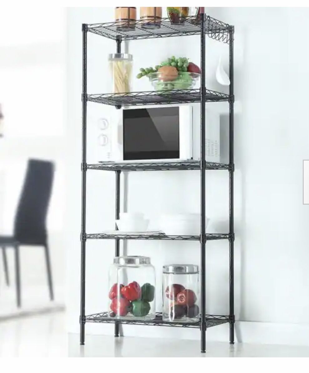 Black 5 Tier Metal / Wire Shelf