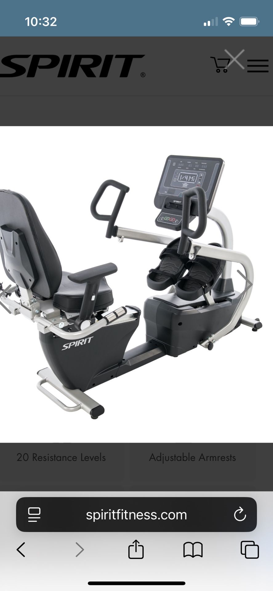 Spirit crs800s Recumbent Stepper