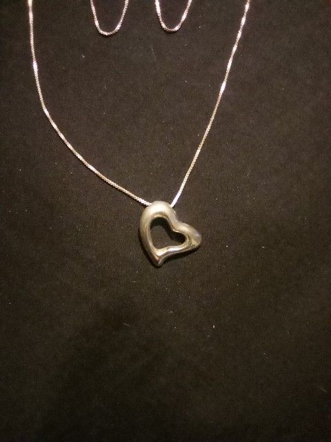 925 Italy Open Heart Pendant And Necklace 