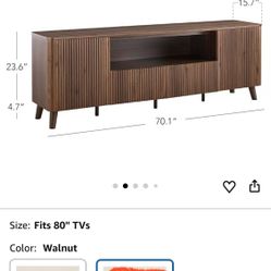 CHITA TV Stands for Living Room, Mid Century Modern TV Stand for 80 inch TV with Storage, Drawers, Adjustable Shelves, Walnut$200