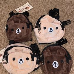 Cute Korean Bear Pet Backpacks In Brown & Beige 