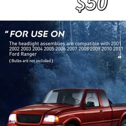 😀 Nilight Headlight Assembly Compatible with 2001~2011 Ford Ranger Replacement Headlamp Black Housing Amber Reflector