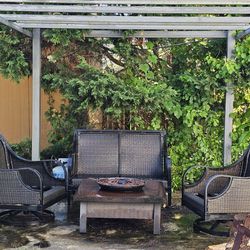 Patio Set With Fire Table And Propane Tank