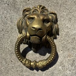 Vintage Brass Lion Head Door Knocker 