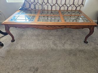 Large Oak and Glass Coffee Table