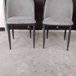 Dining Chairs, Gray Fabric, Set Of Two - PRICE REDUCED!