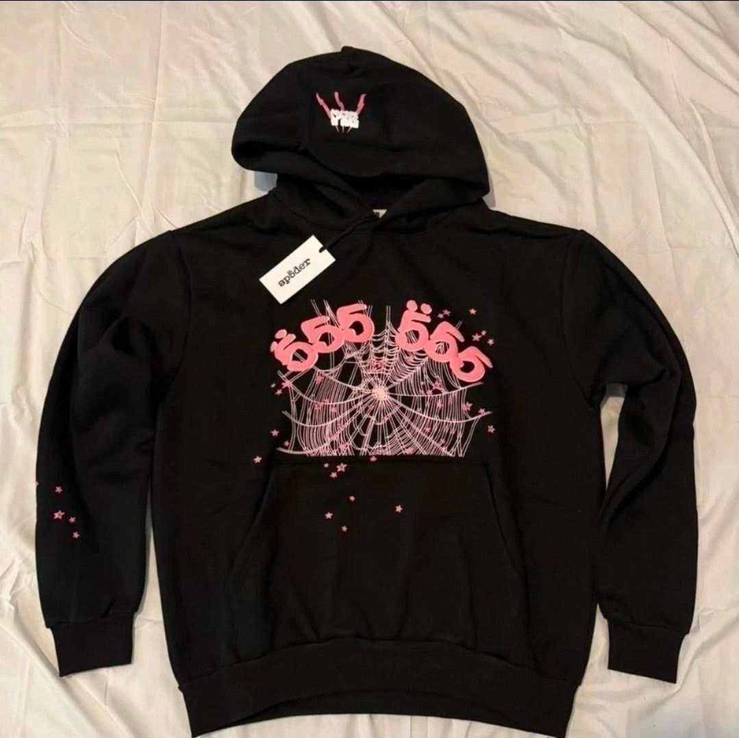 555 Spider Hoodie (Black/Pink) “Web 555 Graphic”