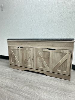 GREY SHOE CABINET WITH 2 FLIP DRAWERS