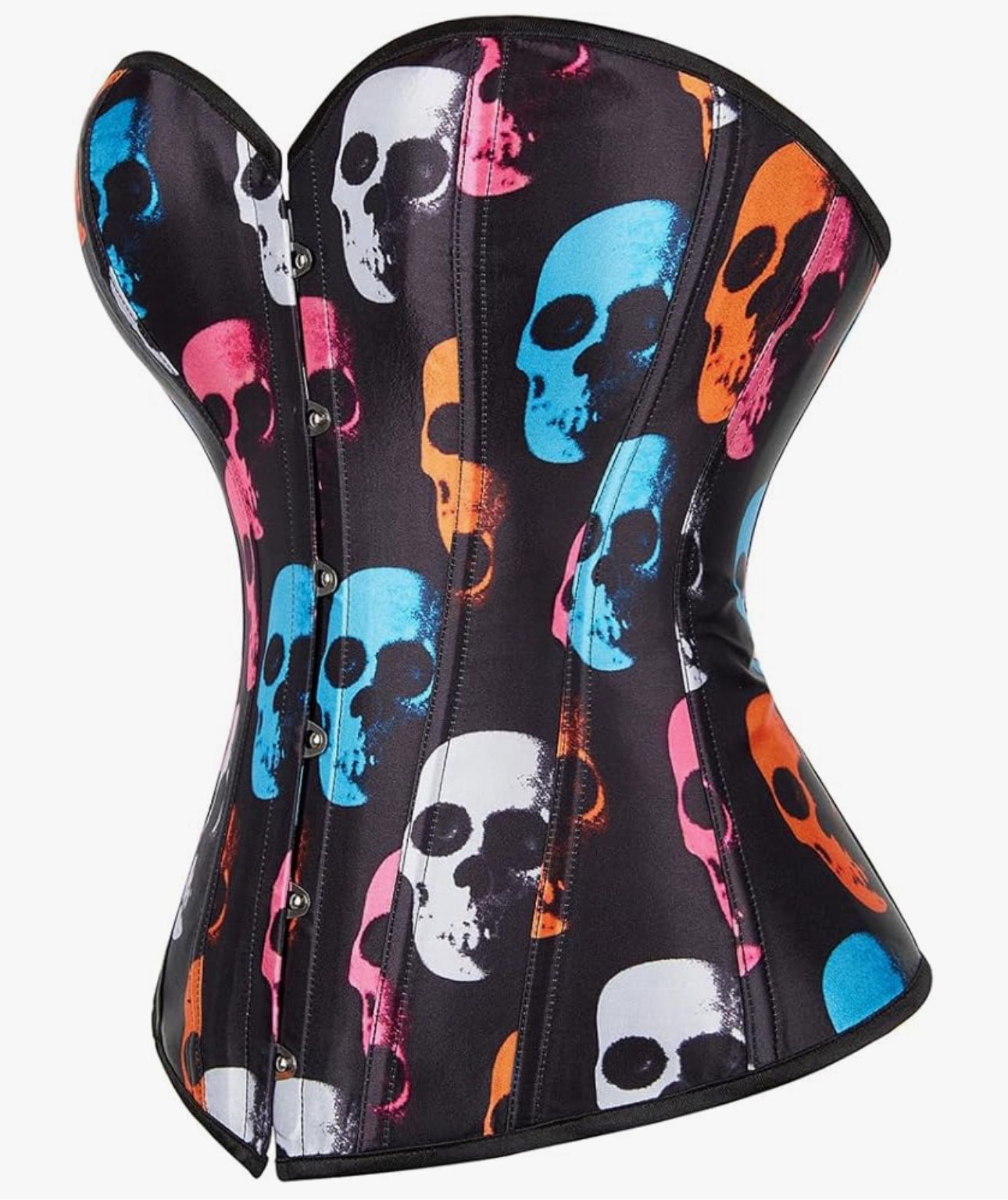 Medium Skulls Corset Tops for Women: Plus Size Renaissance Corset - Lace up Bustier Overbust Halloween Costumes 