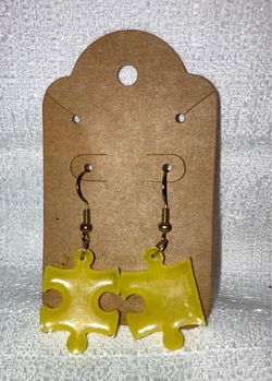 Yellow Puzzle Piece Dangle Earrings