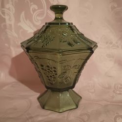 Vintage Olive Green Candy Dish