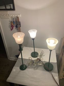 Set of new hunter green lamps 17”