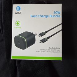 AT&T Wall Charger 20 W Fast Charge Single bundle USB-C Cell Phone Charger Foldable Prong 
$12