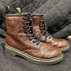 Doc Dr Martens 1460 Pascal Toddler Pink Orangish Glittery Boots Size 1