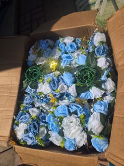 Artificial Blue and White Rose Flower Arrangements
