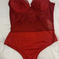 Red Lace Bodysuit 