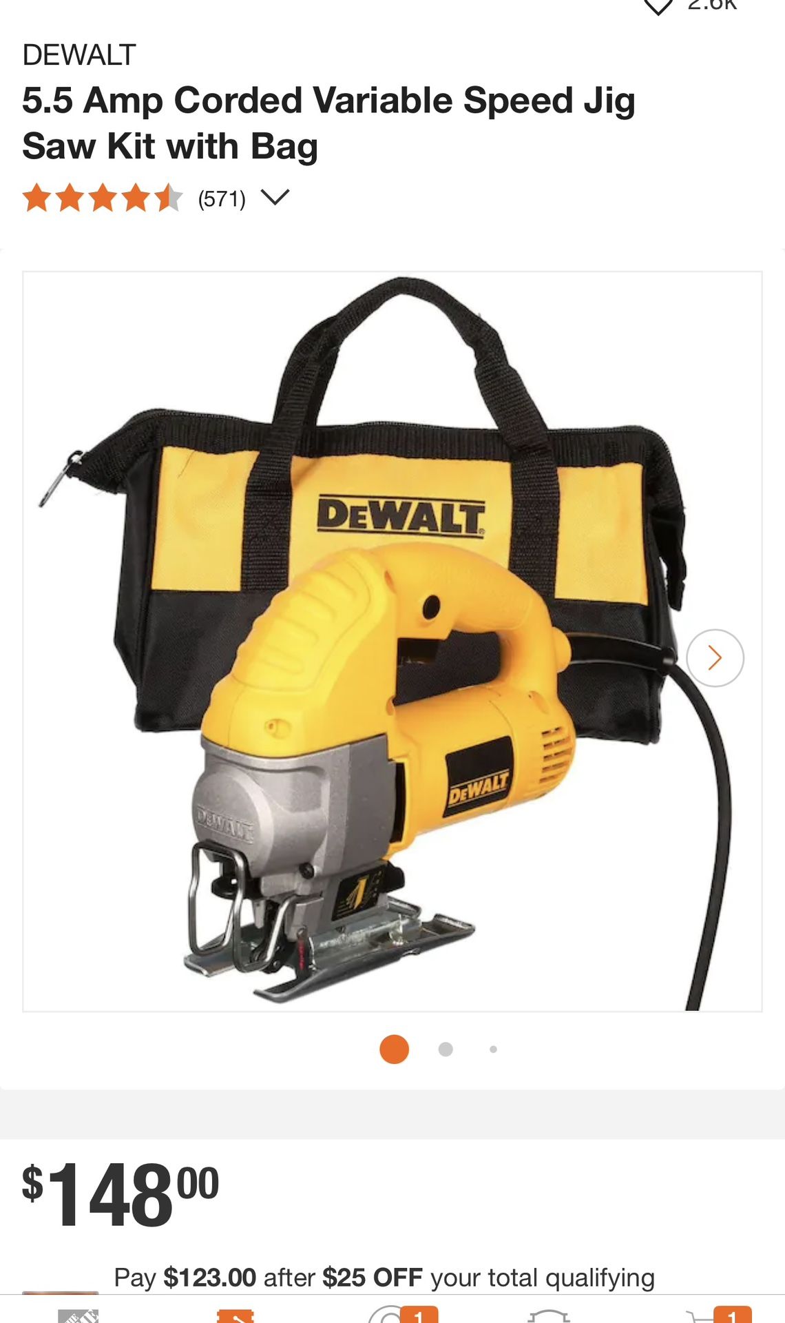 DEWALT 5.5 Amp Corded Variable Speed Jig Saw Kit with Bag