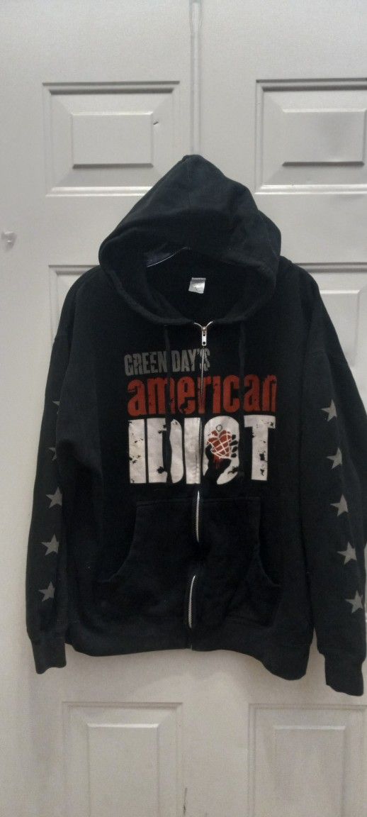 Green Day American Idiot Hoodie Sweatshirt Men's Size Large Good Condition