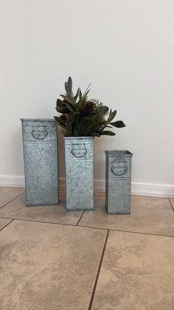 Set of 3 Nested Galvanized Steel Box Containers