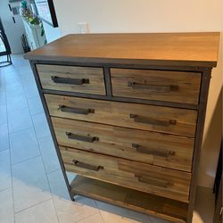 Industrial wooden dresser with frame