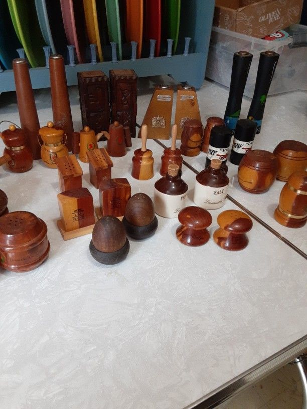 Vintage Wooden Salt And Pepper Shakers