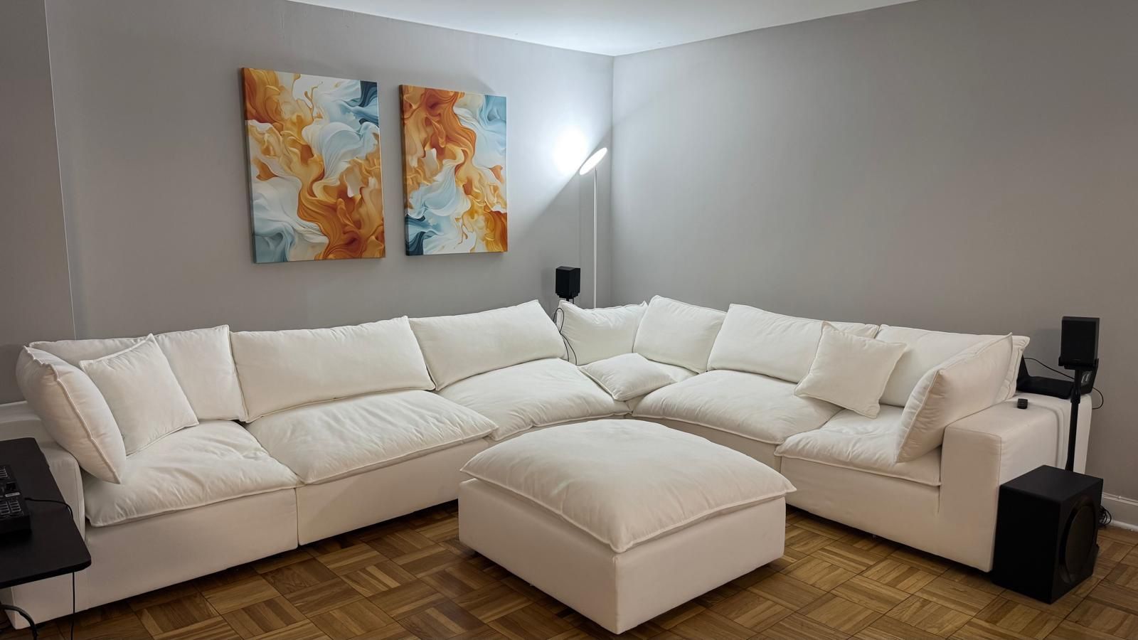 7 pieces high with performance fabric sectional/ L shape sofa including ottoman