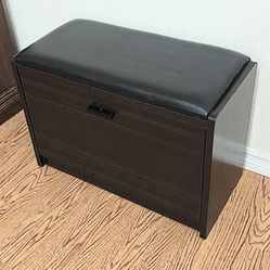 Contemporary Espresso Compact Fold Out Shoe Rack Black Entryway Bench