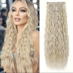 24” mermaid curly wave ash blonde highlights platinum blonde hair extensions