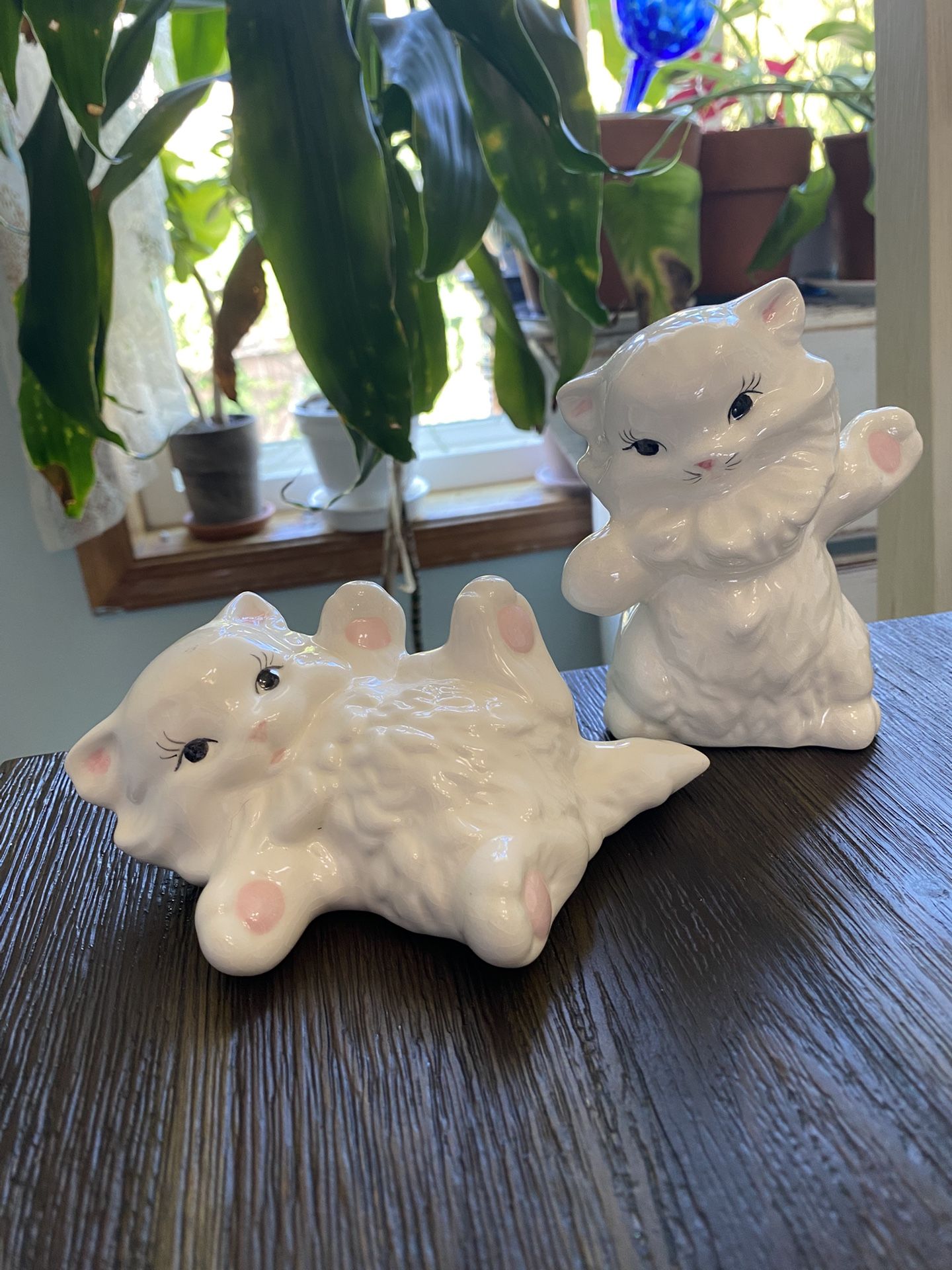 Antique Ceramic Cat Figures Pair