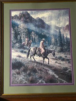 Vintage Jack Terry Western Cowboy Horse Print – Framed