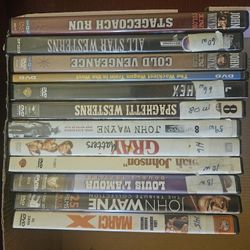 Big stack of Western DVDs John Wayne Louis L'Amour