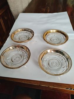 Vintage glass tea saucer or small dish set of 4