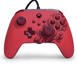 PowerA Advantage Wired Controller for Xbox Series X|S - Red Flame, gamepad, hall effect thumbsticks, gaming controller, USB-C, Works with Xbox One, Of