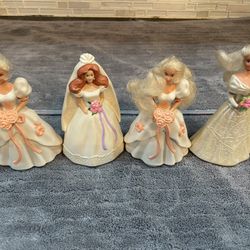 Vintage Lot Of  4  1990's Barbie Doll McDonalds Cake Topper Toys Figures Brides