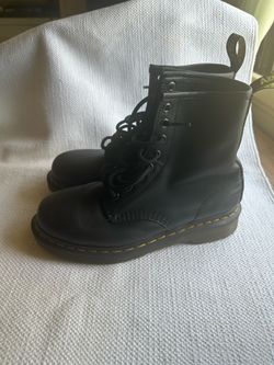 Doc Dr. Martens 1460 W Smooth Black Leather Combat Boots Women’s Size5M- 6L- Lace Up