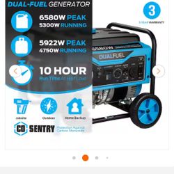 Pulsar  6,580 WATTS Gas And LPG GENERATOR 