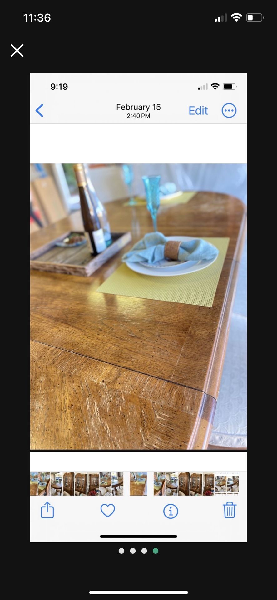 Antique Dining Table With 4 Chair $60
