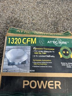 1320 CFM Aluminum Finish Power Roof Mount Attic Ventilator