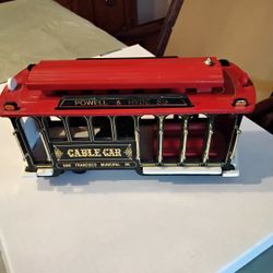 San Francisco Wooden Cable Car With Wind Up Music Box