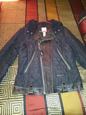 Photo NEW WITH TAGS MENS AUTHENTIC DIESEL BLACK SLIM FITTED DISTRESSED LEATHER MOTO BIKER HOODED ZIPPER JACKET SIZE MEDIUM