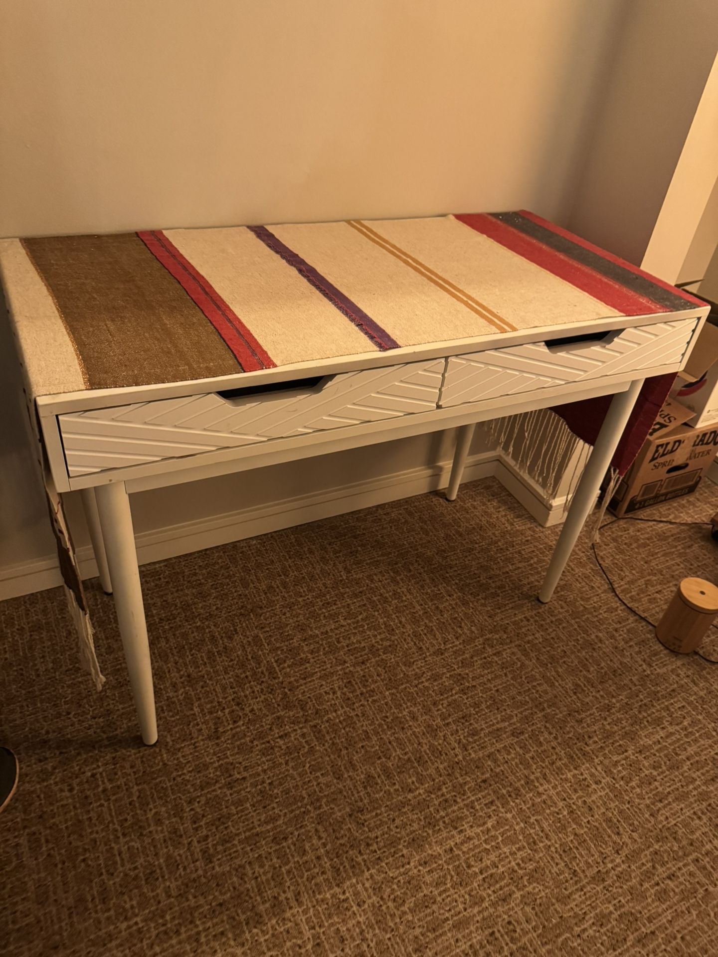 White Chalk- Painted Mid Century Modern Desk