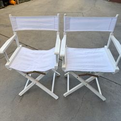 Set Of (2) Director's Chair White Frame with White Canvas
