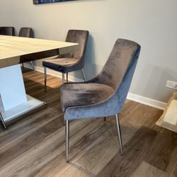 Set Of 6light Grey Dining Chairs 