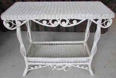 Victorian Shabby Chic Wicker Console Table