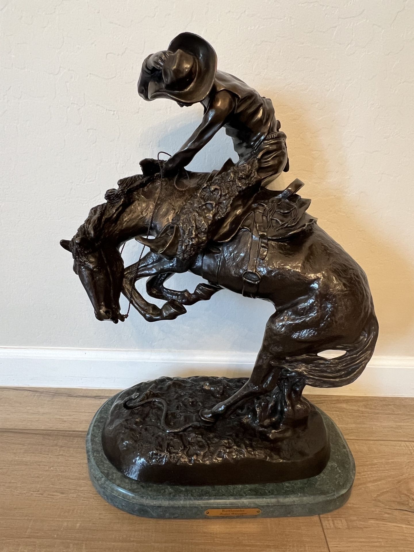 Frederic Remington THE RATTLESNAKE Bronze Statue Sculpture-23" Tall-54.2 Lbs.