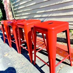 Red Metal Bar Stools 