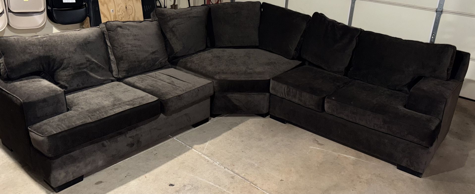 Sectional Couch / Sofa - Brown Fabric