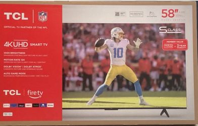 58 TCL Smart 4K HD TV,  $55 down on Finacing free delivery 6 month warranty.