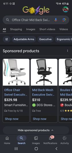 Office Chair Mid Back Swivel Lumbar Support Desk Chair, Computer Ergonomic Mesh Chair with Armrest